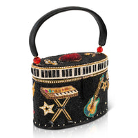 Jam Session Beaded Music Inspired Top Handle Bag