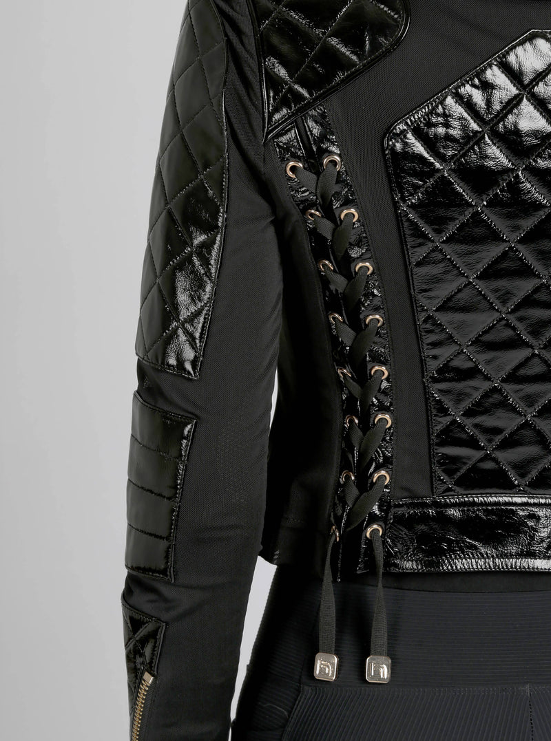 Crushed Patent Leather Gold Mesh Moto JLS