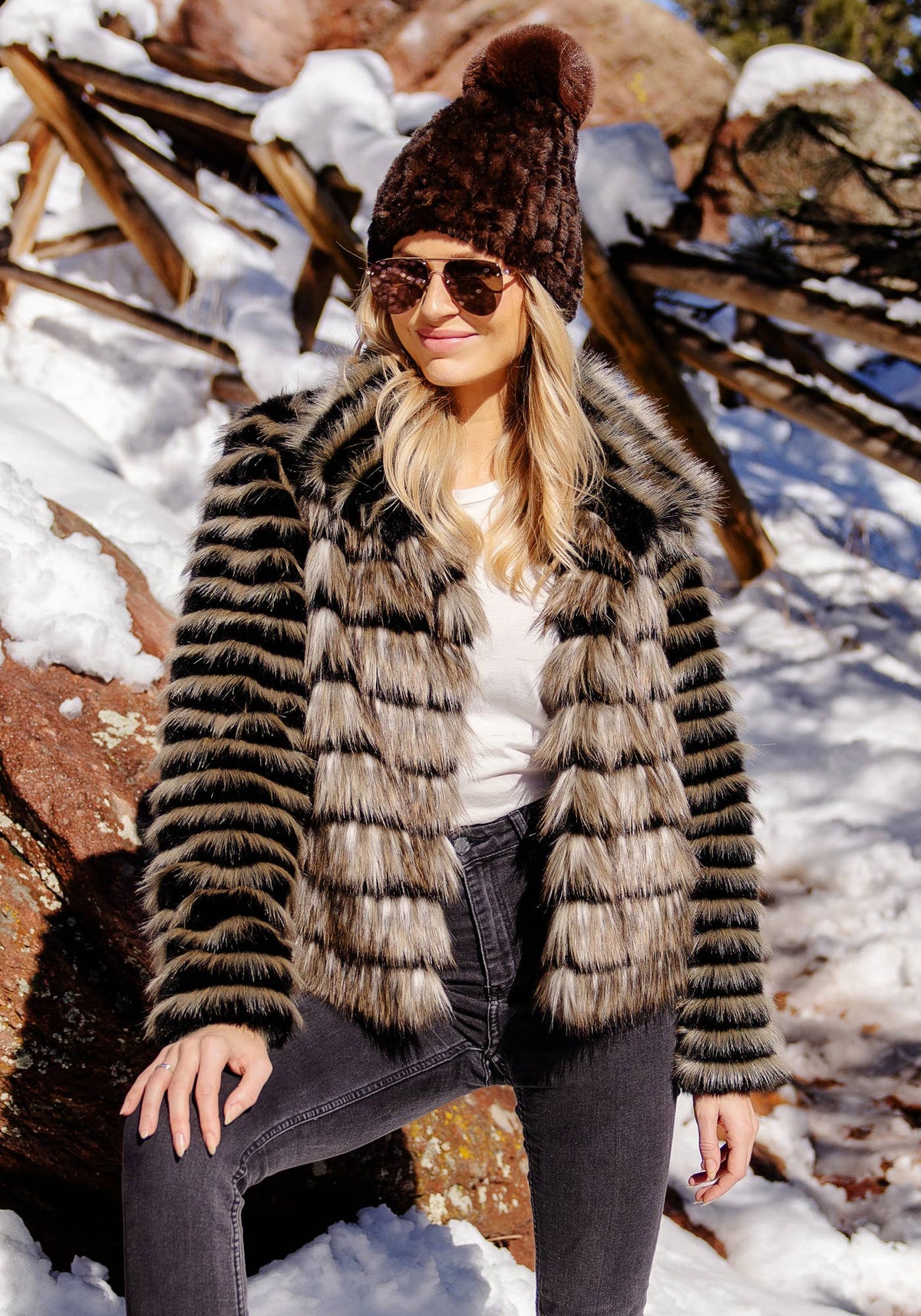 Front Row Faux Fur Fox Jacket