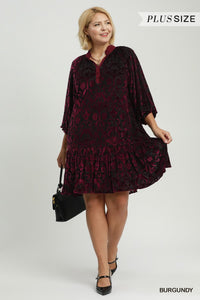 Velvet Tiered Mini Dress Plus+