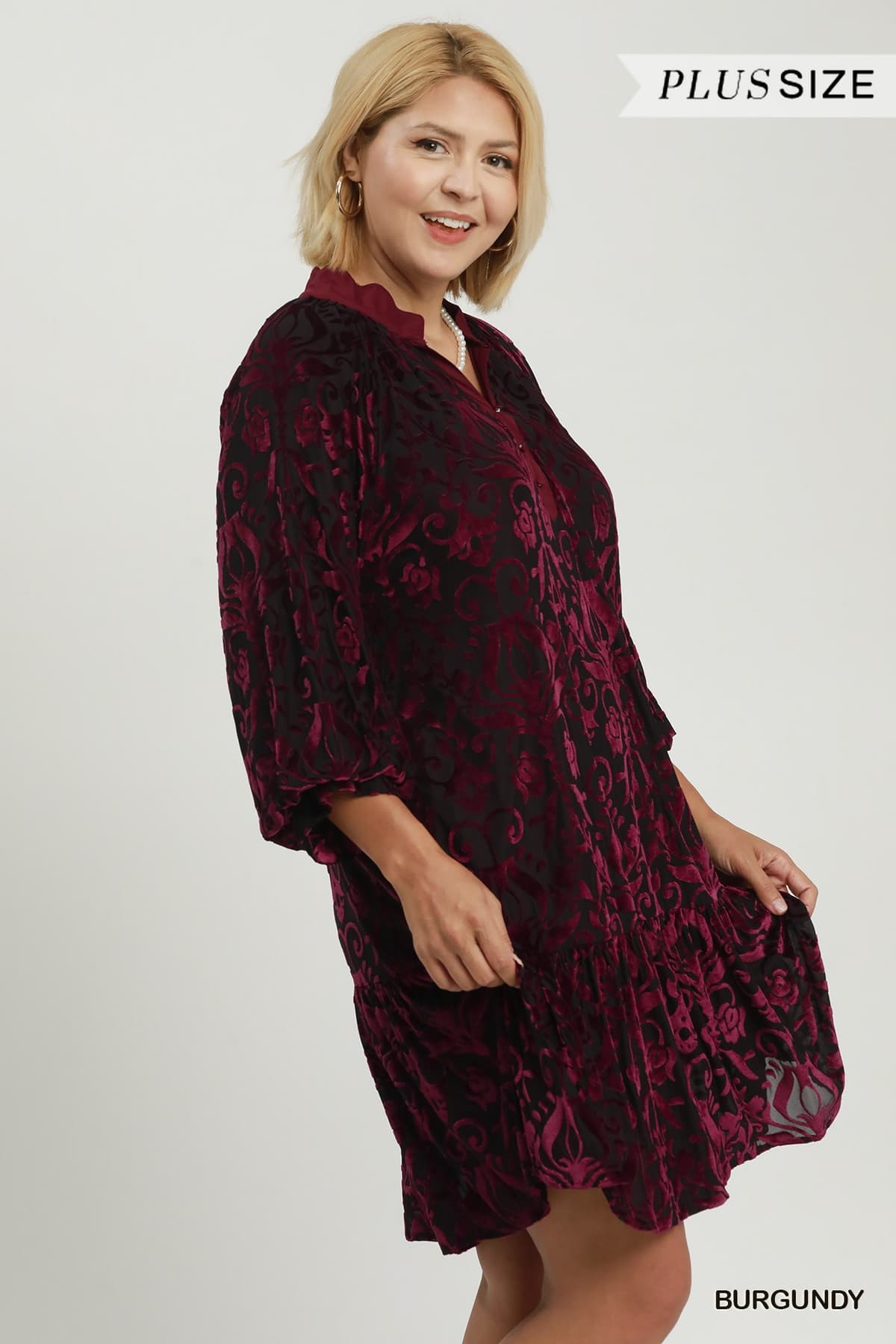 Velvet Tiered Mini Dress Plus+