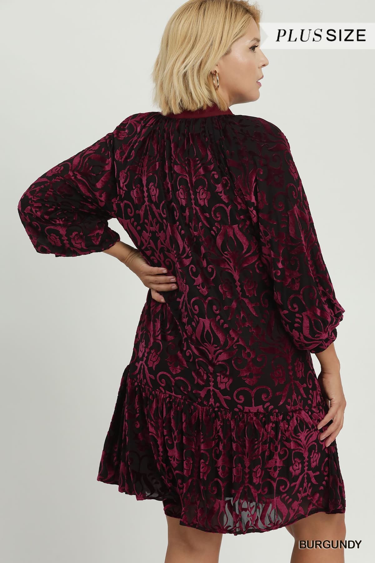 Velvet Tiered Mini Dress Plus+