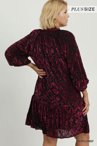 Velvet Tiered Mini Dress Plus+