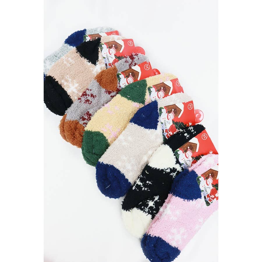 Kids Snowflake Print Fluffy Socks