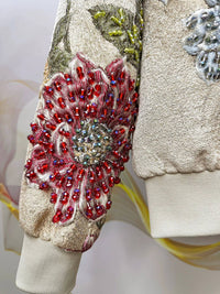 Embroidered Beaded Bomber Jacket