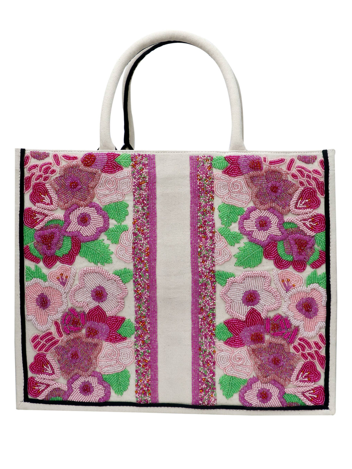 Beaded Pretty in Pink Beaded Floral Tote