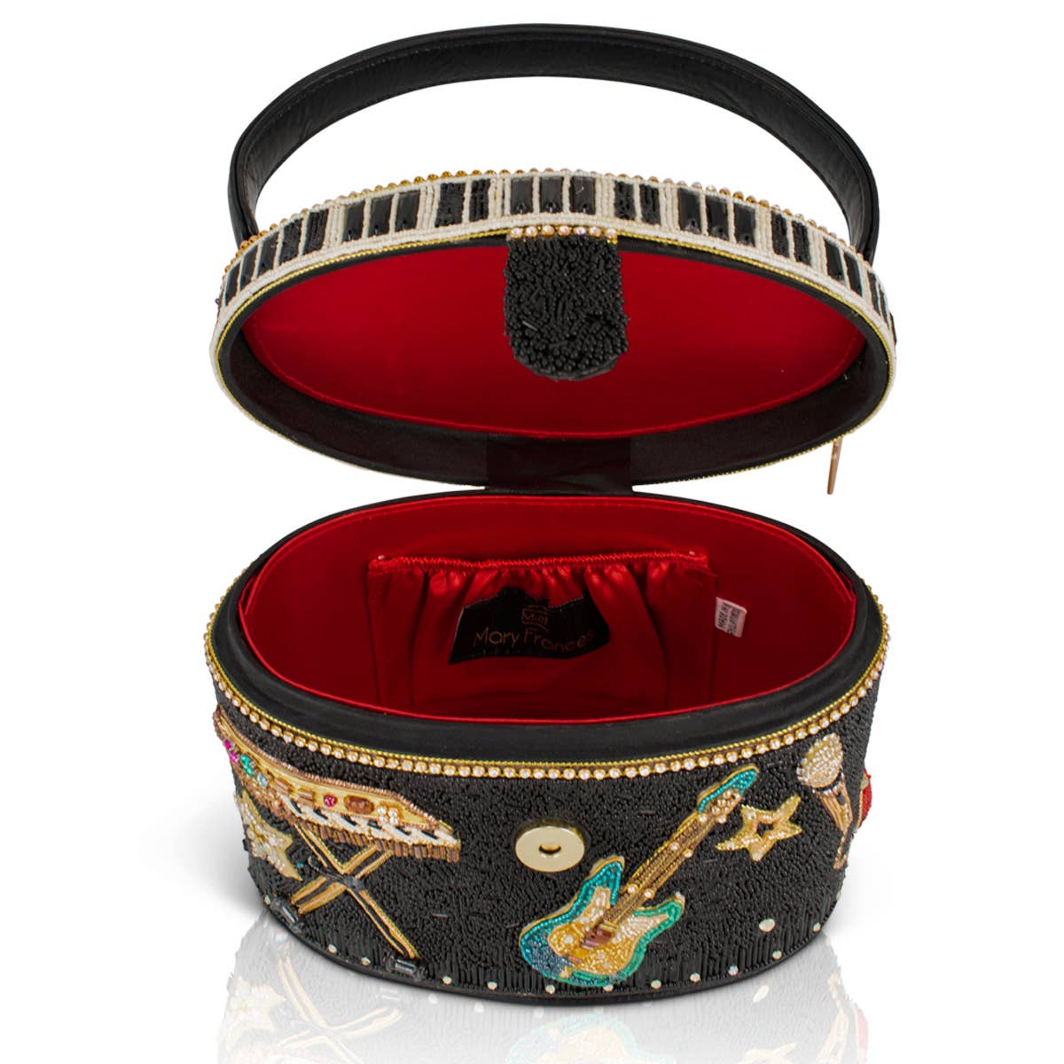 Jam Session Beaded Music Inspired Top Handle Bag