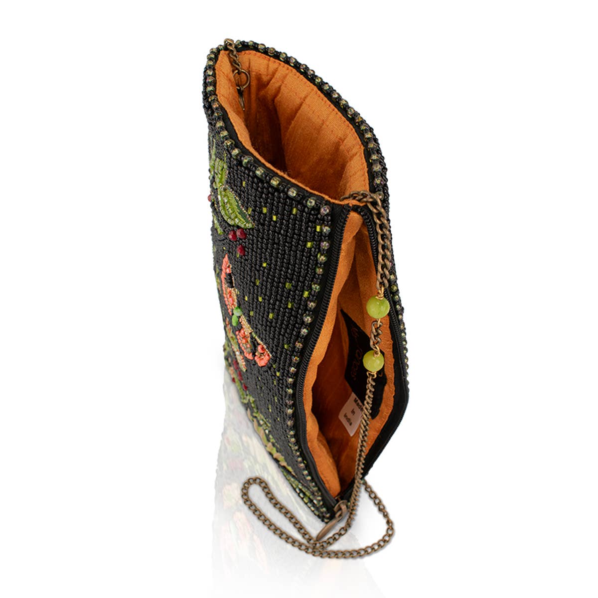 Enchanting Evening beaded black and green crossbody bag