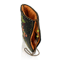 Enchanting Evening beaded black and green crossbody bag