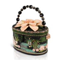 Floating Lotus beaded top handle bag