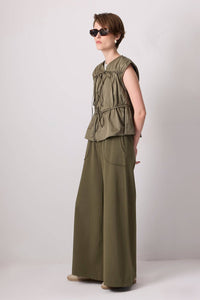 Drawstring Tie-Waist Utility Vest - Cotton Blend