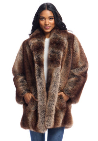 Faux Fur Shawl Collar Coat