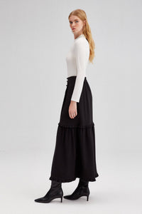 The Artemisa High Waisted Ruffled Crepe Skirt