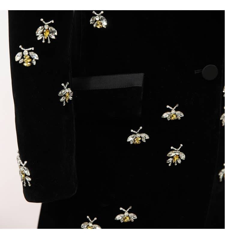 The Queen Bee Embellished Velvet Blazer