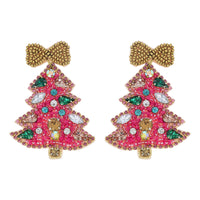 Christmas Jeweled Tree Beaded Earrings