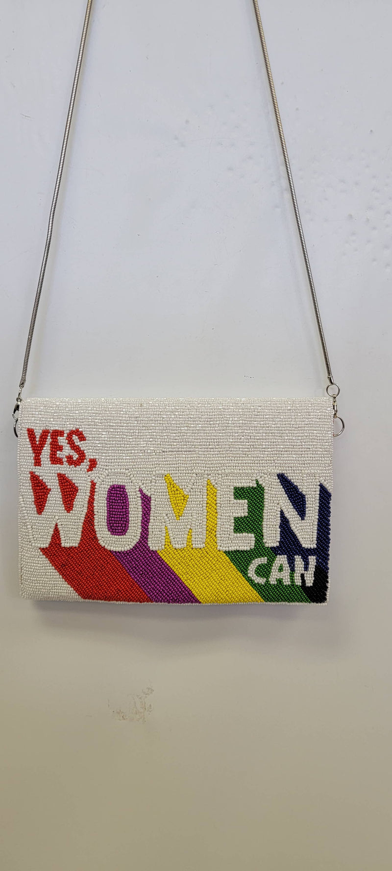 Beaded 'Yes Women Can!' Clutch