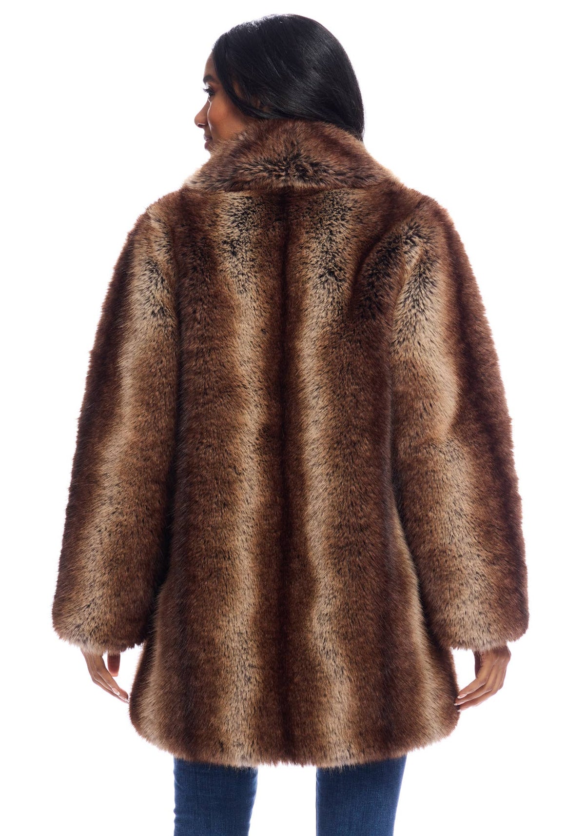 Faux Fur Shawl Collar Coat