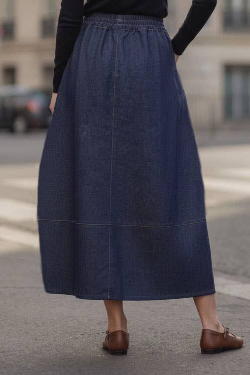 Bianca Drawstring Midi Denim Skirt
