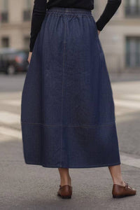 Bianca Drawstring Midi Denim Skirt