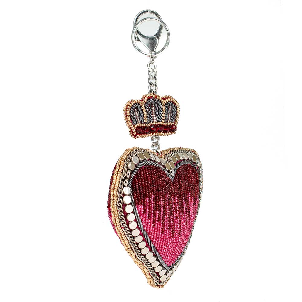 Have a Heart Beaded Red Heart and Crown Coin Purse Key Fob