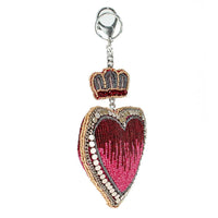 Have a Heart Beaded Red Heart and Crown Coin Purse Key Fob
