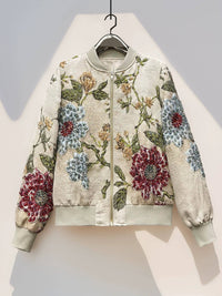 Embroidered Beaded Bomber Jacket