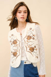 The Linsey Embroidered Fur Vest