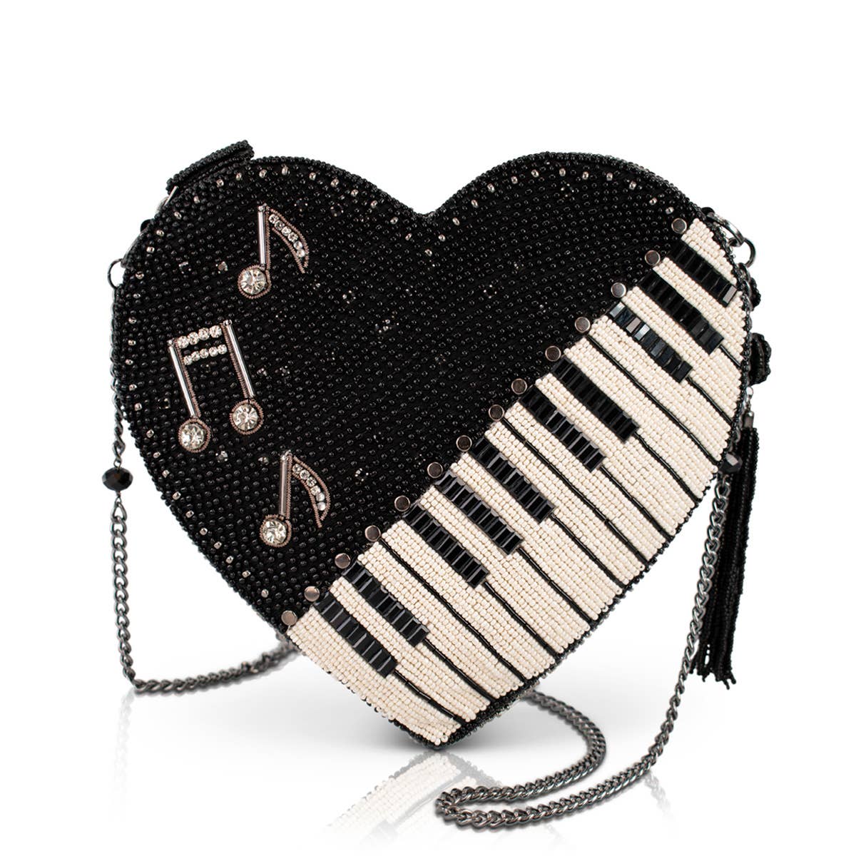 Heart Beat Heart Shaped Beaded Piano Keys Crossbody Handbag