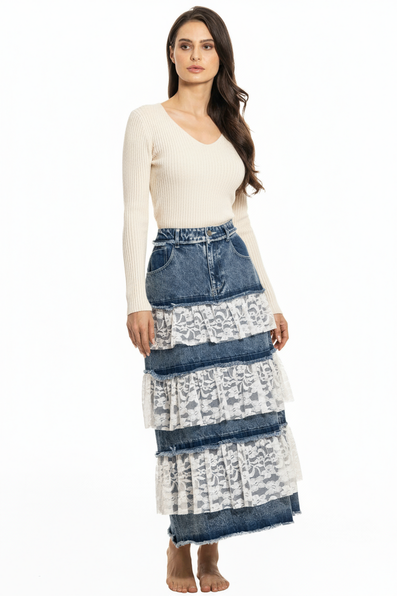 The Denim & Lace Skirt