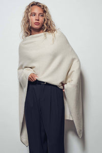 Asymmetrical Back Slit Knit Poncho