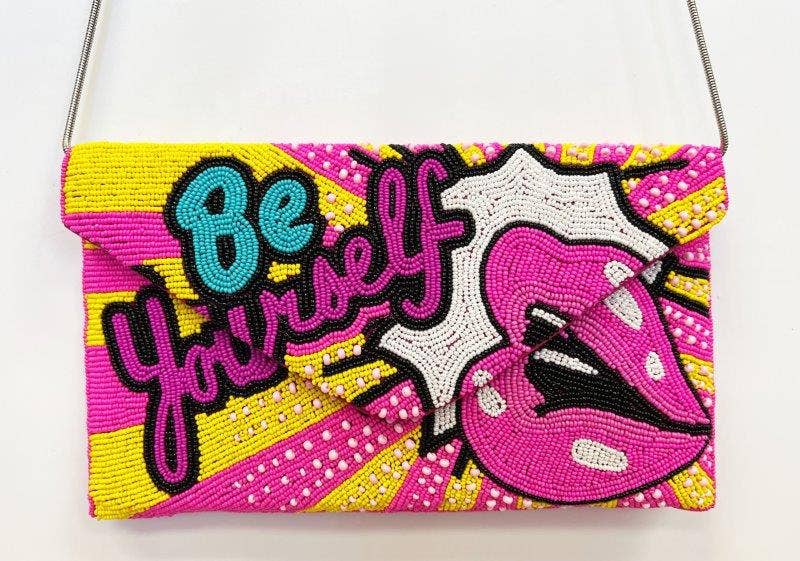 Beaded 'Be Yourself!' Clutch