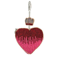 Have a Heart Beaded Red Heart and Crown Coin Purse Key Fob