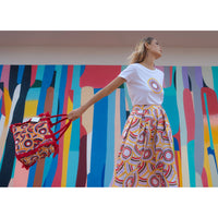 Beaded Rainbow Circle Tote Bag