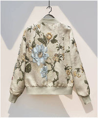 Embroidered Beaded Bomber Jacket