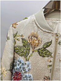 Embroidered Beaded Bomber Jacket