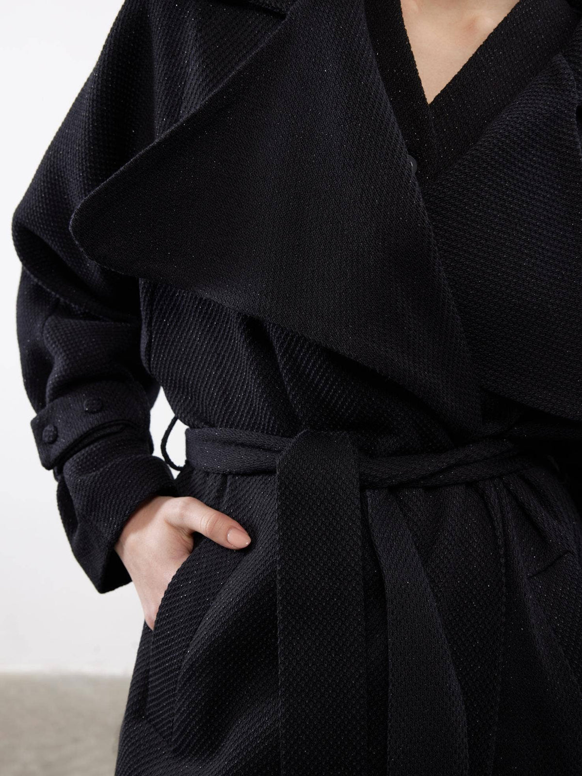 The Bailey Black Oversized Knit Coat