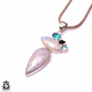 Absolutely One of a Kind Moonstone Blue Topaz Pendant Necklace