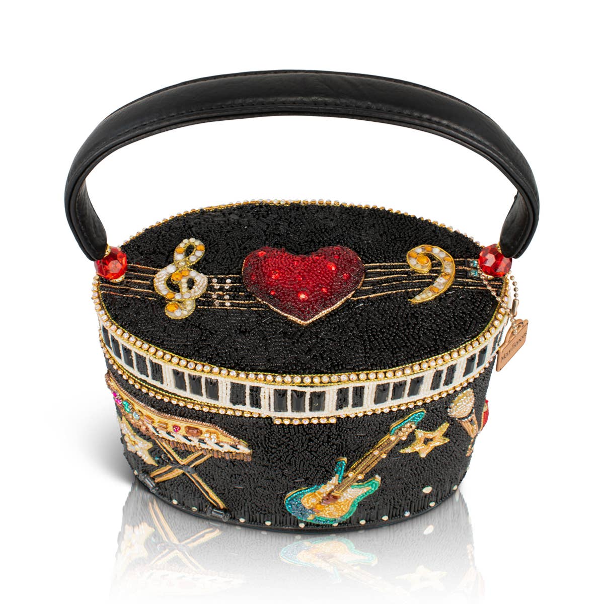 Jam Session Beaded Music Inspired Top Handle Bag