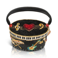 Jam Session Beaded Music Inspired Top Handle Bag