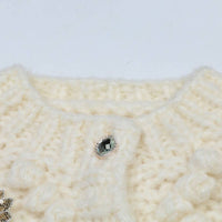 Hand-Knitted Sequined Flower Cardigan Sweater