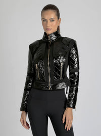 Crushed Patent Leather Gold Mesh Moto JLS