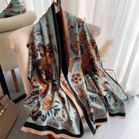 Equestrian Turquoise & Orange Reversible Wrap