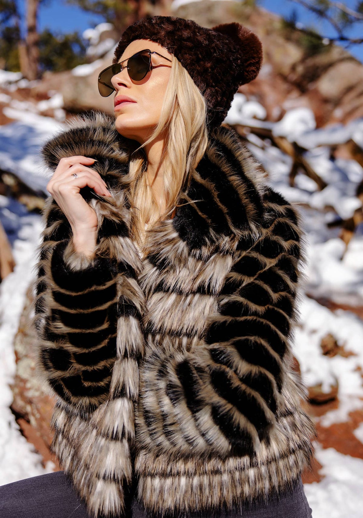 Front Row Faux Fur Fox Jacket