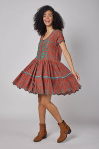 The Belen Brown Hued Embroidered Dress