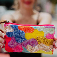 Beaded and Sequin Aztec Wristlet