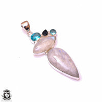 Absolutely One of a Kind Moonstone Blue Topaz Pendant Necklace