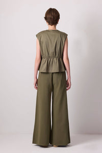 Drawstring Tie-Waist Utility Vest - Cotton Blend