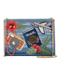 Where To Next Travel Inspired Beaded Crossbody Bag