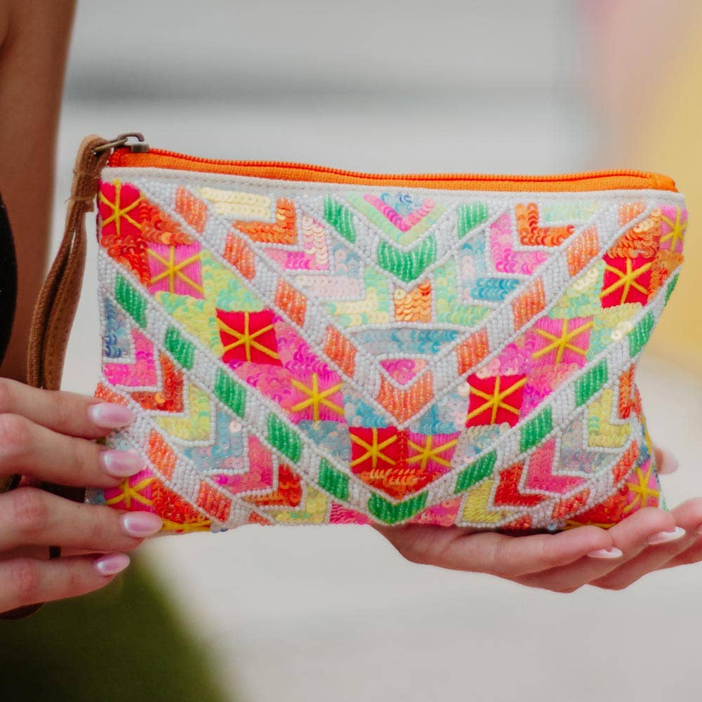 An Explosion of Colors Chevron Arrows Sequin Wristlet