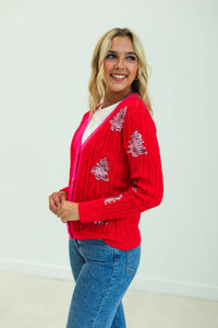 Christmas Tree Sequin Cardigan